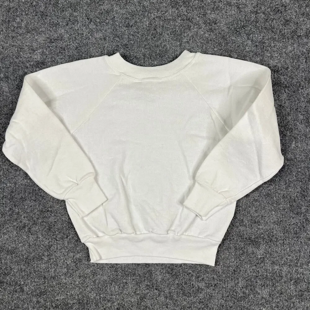 Signal‎ Sweatshirt Kids Size M White Crewneck Made USA Vintage Blank Pullover